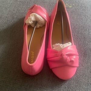 BAMBOO Vibrant Pink Flats with Bow